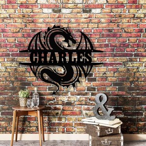 Personalized Dragon Wall Art, Custom Name Metal Sign for Bedroom, Gaming Setup, Fantasy Decor, Unique Gift for Dragon Enthusiast
