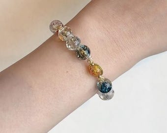 Anxiety Relief Crystal Bracelet: Moonstone & Aquamarine Healing Gemstones