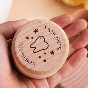 Personalized Wooden Baby Tooth Fairy Box Custom Engraved Baby Shower Gift Tooth Storage Box Tooth Keepsake Box Gift for Kids New Parents