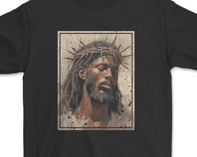 Black Jesus Shirt Face Of Jesus Cross With Crown Of Thorns T-Shirt, God Clothing, Christian Apparel, Easter Gift, Easter T-Shirt