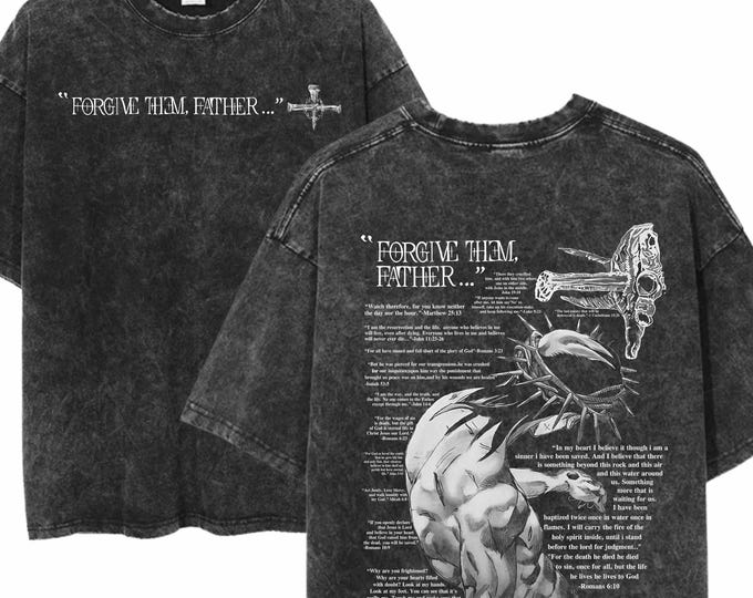 Forgive Them Father Bible Verse T-Shirt – Christian Faith Apparel, Colortone Wash 1300 Unisex Tee, Religious Gift, God-Inspired Clothing