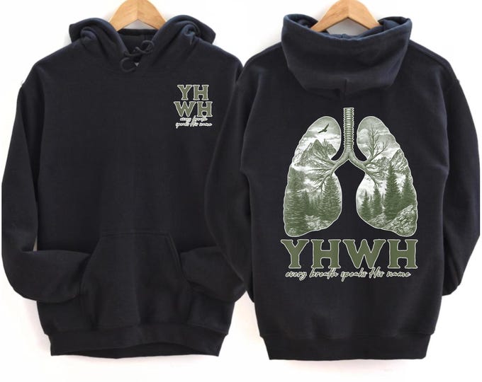 Floral Lung Christian Our Very Breath Speaks His Name YHWH Front and Back Hoodie, YHWH Lungs Christian, God Clothing, Christian Apparel