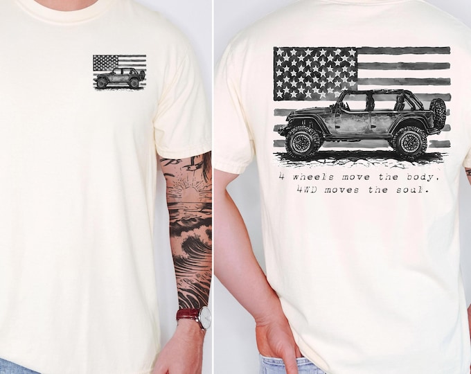 American Flag 4WD Comfort Colors T-Shirt - Off Road Adventure Tee