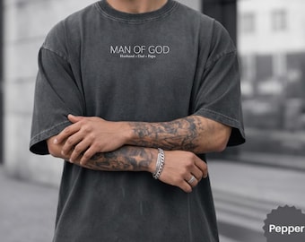 Man of God Comfort Colors Shirt, Christian Dad Shirt, Minimalist Faith Shirt, Religious Gift for Father, Christian Gift