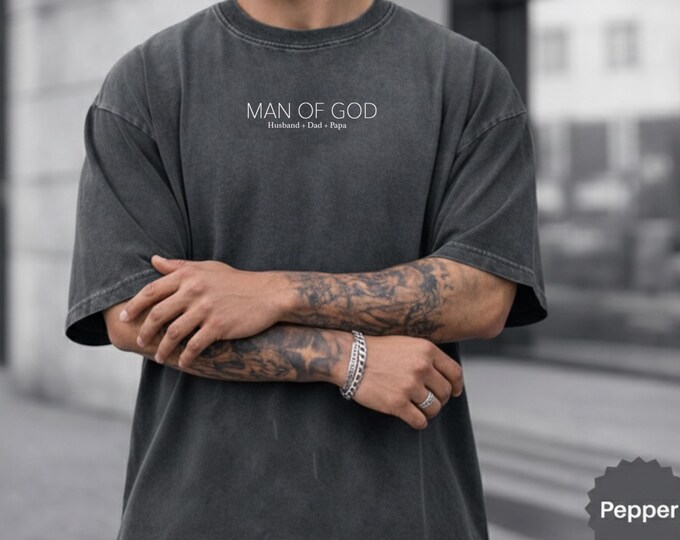 Man of God Comfort Colors Shirt, Christian Dad Shirt, Minimalist Faith Shirt, Religious Gift for Father, Christian Gift