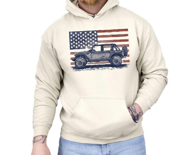 American Offroad Shirt, Classic 4WD and American Flag Shirt, Offroad Forest Shirt, USA Flag Offroad Unisex Shirt, Family Trip shirt