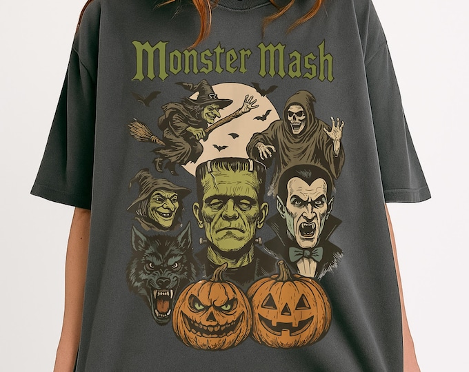 Monster Mash Comfort Colors® T-Shirt - Retro Halloween Shirt, Horror Shirt for Halloween, Halloween Spooky Shirt