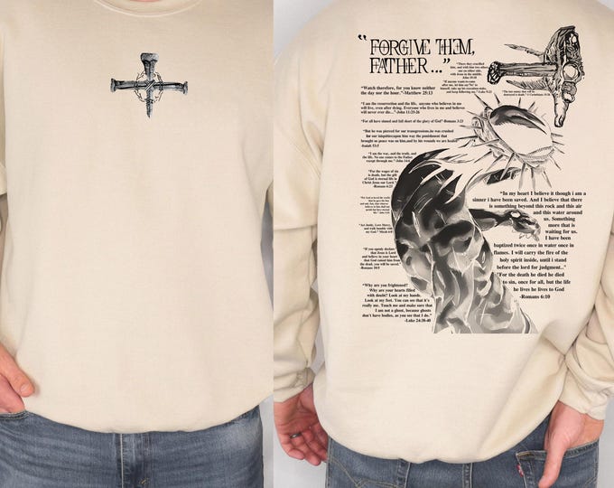 Forgive Them Father Sweatshirt, Bible Verses Sweater – Aesthetic Christian Gift Jesus Lover & Bible Verse Faith Apparel, Jesus Apparel