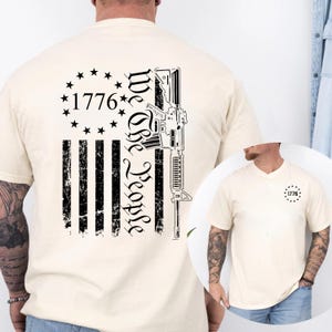 We The People Comfort Colors T-Shirt: Vintage USA Flag Patriotic Tee