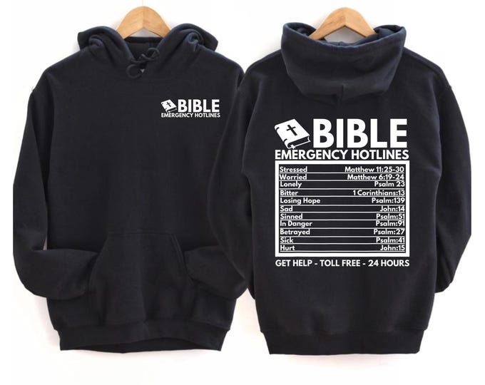 Bible Emergency Numbers - Funny Christian Bible & Jesus Hoodie, Christian Faith Sweatshirt, Funny Christian Gift, Religious Gift, Funny Gift