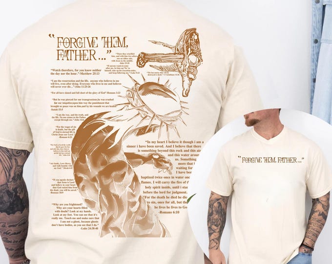 New Forgive Them,Father Bible Verses Print Comfort Colors T-Shirt, Christian Jesus Tee, Jesus Loves T-Shirt, God Apparel, Christian Apparel