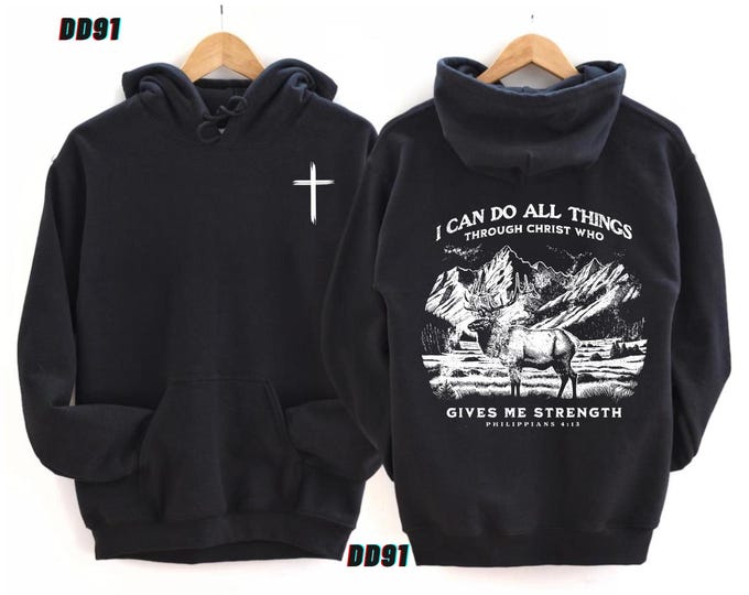 Christian Cross Unisex Hoodie, Bible Verse Outfits for Her, Church Trendy Sweater, Religious Gift, Godly Jesus Christianity Hoodie