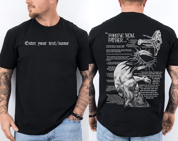 Custom Forgive Them, Father Bible Verses Print Comfort Colors T-Shirt, Christian Apparel, Custom JJBA T-Shirt, Personalized Christian Gift