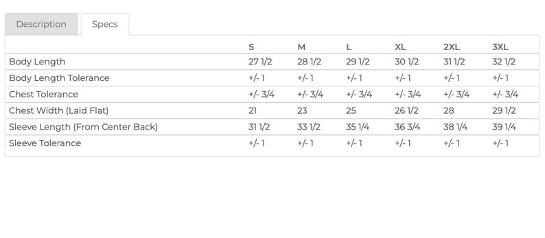 May include: A size chart for a garment CC1567 with measurements for body length, chest width, sleeve length, and tolerance for each measurement. The chart shows sizes S, M, L, XL, 2XL, and 3XL.
