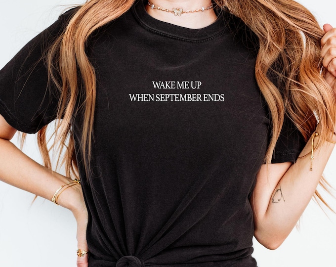 Minimalist Vintage T-Shirt, Wake Me Up When September Ends Shirt, Unisex Tee for Fall Aesthetic, Nostalgia Shirt, Minimalist Rock Tee
