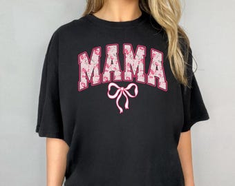 Mama Coquette, Pink Bows, Trend Girly, Soft Girl Era T-Shirt, Women's Comfort Color G1717 T-Shirt, Womenswear, Gift for Mom, Mama T Shirt
