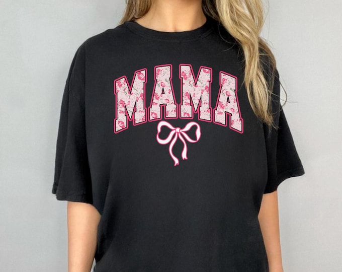 Mama Coquette, Pink Bows, Trend Girly, Soft Girl Era T-Shirt, Women's Comfort Color G1717 T-Shirt, Womenswear, Gift for Mom, Mama T Shirt