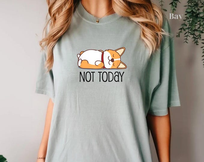 Cute Corgi Gift Funny Dog Lover Comfort T-Shirt, Corgi Shirt, Not Today Comfort Tee for Women, for Men, Cute Dog Shirt