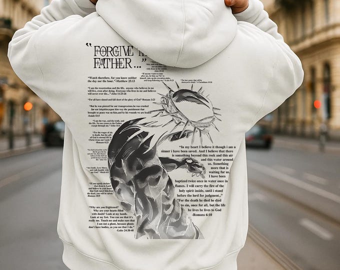 Forgive Them Father, Front and Back, Christian Faith Unisex 2 Sided Hoodie, Faith Apparel Hoodie, Hooded Sweatshirt