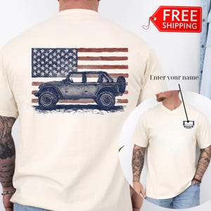 Custom American Offroad Shirt, Customize Classic 4WD and American Flag Comfort Colors T-Shirt, Personalized Offroad Shirt, Custom Gift
