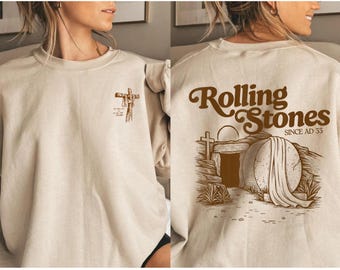 Rolling Stones Easter Sweatshirt: Christian Cross Graphic, Mom Gift
