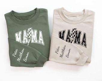 Personalized Mama Sweatshirt With Kids’ Names On Sleeves, Custom Mama Sweatshirt, Gift for Mom, Mothers Day Gift, Personalized Gift for Mom