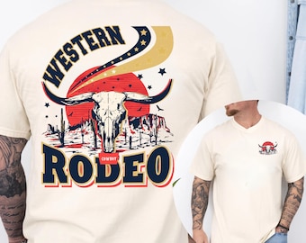 Vintage Rodeo Bull Skull T-Shirt: 90s Cowboy Graphic