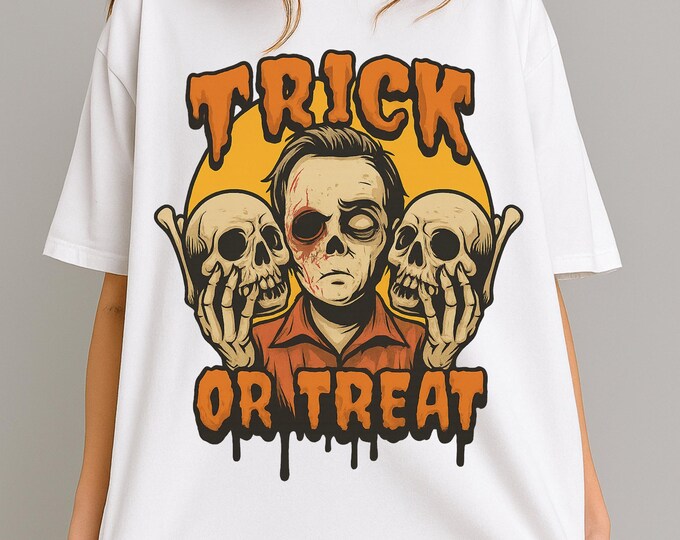Halloween Skull Graphic Tee: Spooky Trick or Treat Costume Shirt