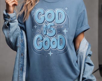 God Is Good Shirt, Christian Y2K Shirt, Retro Faith Graphic Tee, Bubble Typography T Shirt, Christian Gift for Women, Jesus Lover Tee