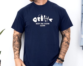 Protect The Save Ocean Shirt, Minimalist Beach Tee, Save The Sea Graphic T-Shirt