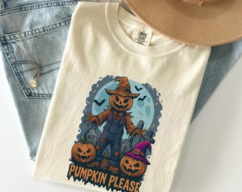 Halloween Scarecrow Pumpkin Head Comfort Colors T-Shirt
