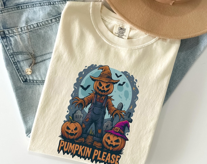 Halloween Scarecrow Pumpkin Head Comfort Colors T-Shirt