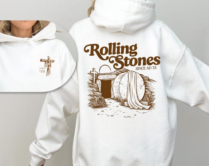 Rolling Stones Easter Hoodie, Christian Jesus Hooded Sweatshirt, Christian Easter Shirt, He Has Risen Hoodie, Christian Gift, Religious Gift