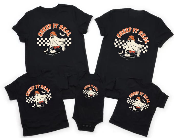 Creep it Real Halloween Shirt, Creep it Real Spooky Ghost Shirt, Cute Spooky Ghost Tee, Halloween Family Set, Halloween Ghost Shirt