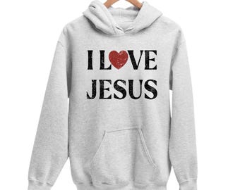Vintage I Love Jesus Unisex Hoodie, Christian Sweatshirt, Gift for Her, Gift for Him, Religious Gift, Jesus Apparel, Jesus Hoodie