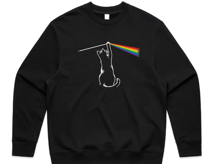 Playing with Light Cat Gift Men Kids Women Funny Cat Sweatshirt, Cute Cat Sweatshirt for Women, for Men, Funny Cat Sweatshirt