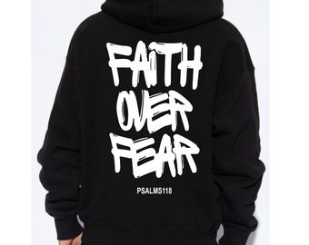 Faith Over Fear Hoodie, Retro Vintage Christian Sweatshirt, Christian Cross Sweatshirt For Men and Women