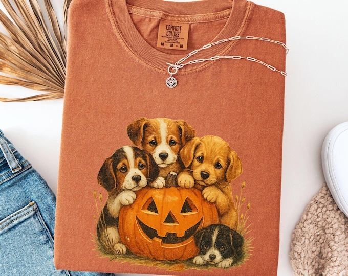 Vintage Halloween Puppy Sweatshirt: 90s Style, Comfort Colors