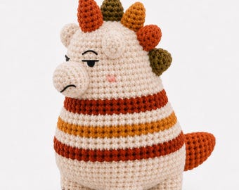 Cranky Unicorn Crochet Plush, Handmade Amigurumi Stuffed Animal, Cozy Harvest Fantasy