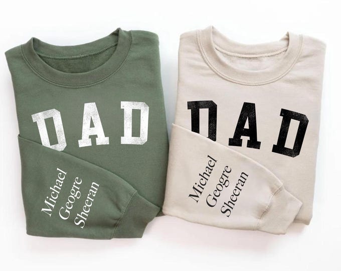 Personalized Dad Sweatshirt With Kids’ Names On Sleeves, Custom Dad Sweatshirt, Gift for Dad, Fathers Day Gift, Custom Sweatshirt for Dad