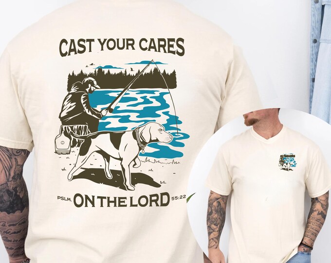 Men Christian Shirt Comfort Colors Bible Verse, Faith T-Shirt for Men, Religious Shirt Gift for Fisher, Religious Gift for Men Fishing