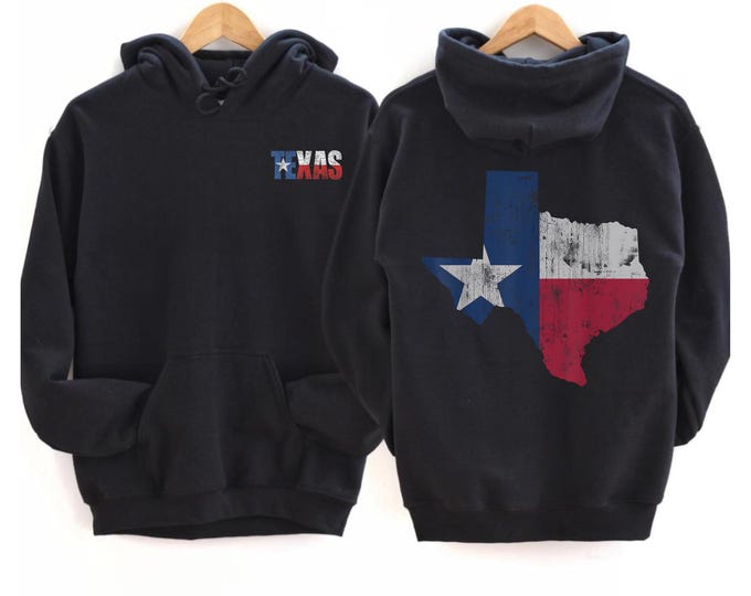 Texas Flag Hoodie, Texas Pride Sweatshirt, Lone Star State Pullover, Vintage Texas Map Hoodie, Unisex Souvenir Gift, Texan Apparel