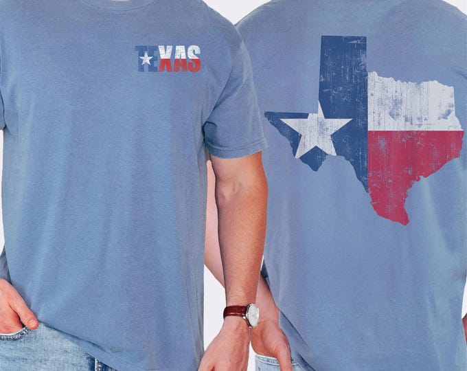 Heart of Texas Comfort Colors T-shirt, Texas Strong Shirt, Texas Front and Back T-Shirt, Stand With Texas Shirt