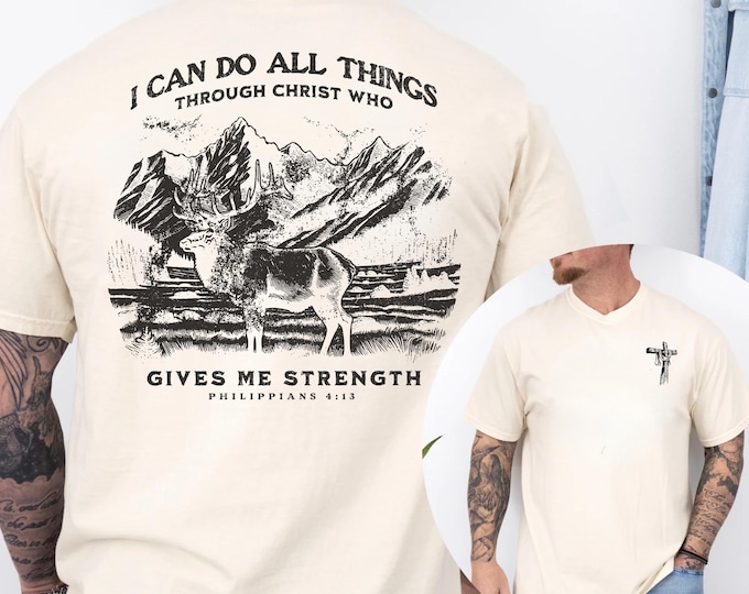Religious Unisex Comfort Colors T-Shirt, Bible Verse Shirt for Men and Women, Inspirational Faith Tee, I Can Do All Things Christian Shirt