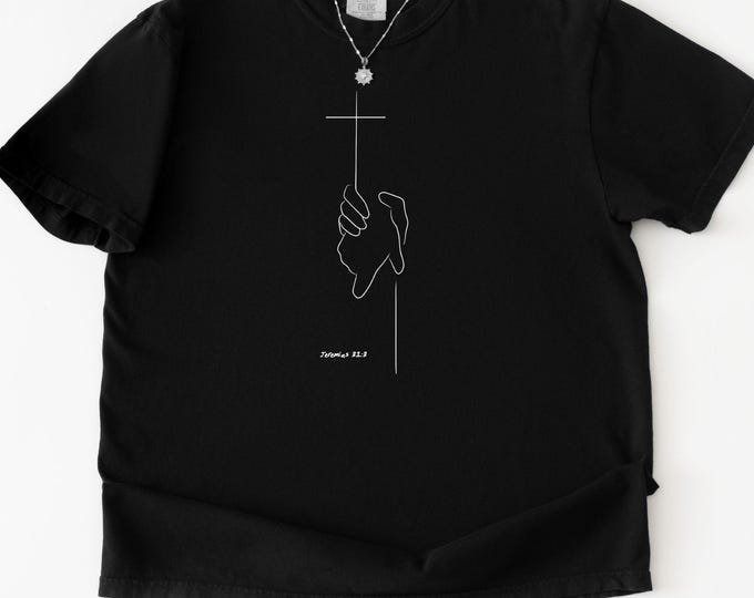 Christian Cross Shirt Jeremiah 31:3, Faith Over Fear Shirt, Minimalist Jesus Shirt, Religious Gift, Christian Graphic Tee, Bible Verse Shirt