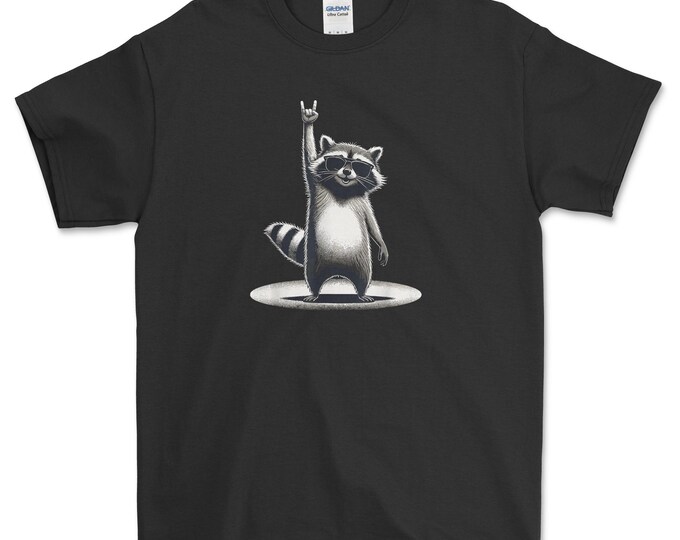 Retro Raccoon Rock Music Gift Men, Women Funny Raccoon T-Shirt, Funny Meme T Shirt for Women, for Men, Cute Shirt, Rock music T-Shirt