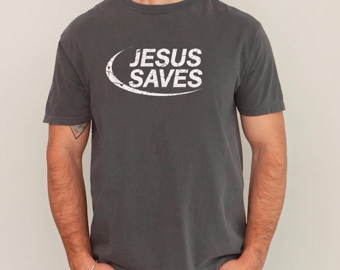 Jesus Saves Vintage T-Shirt – Christian Comfort Colors Graphic Tee