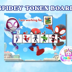 Spidey Amazing Friends token board behavior chart, incentives spiderman ghost spidey, classroom management, home reward system