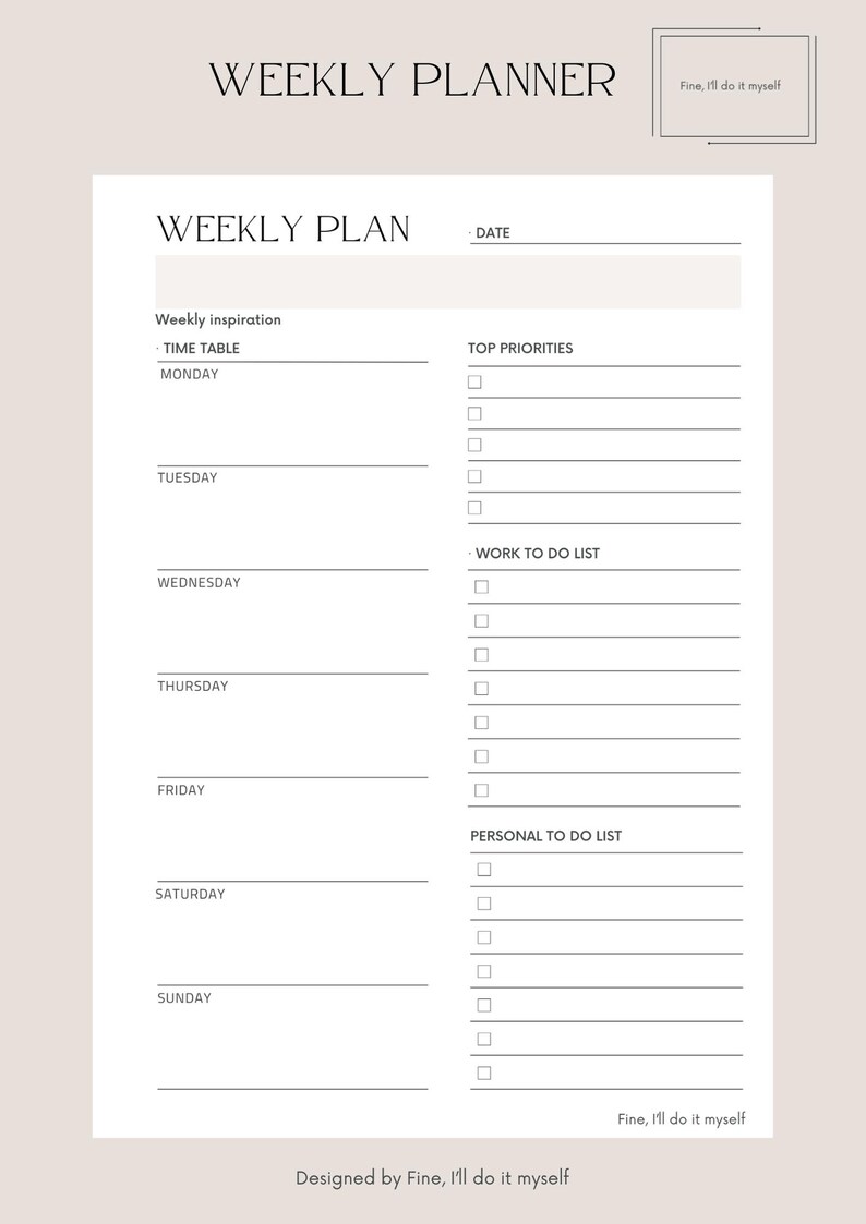 Daily, Weekly & Monthly Printable Planner - Etsy