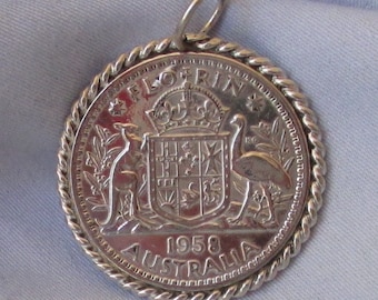 Australian Florin Made Into A Sterling Silver Pendant